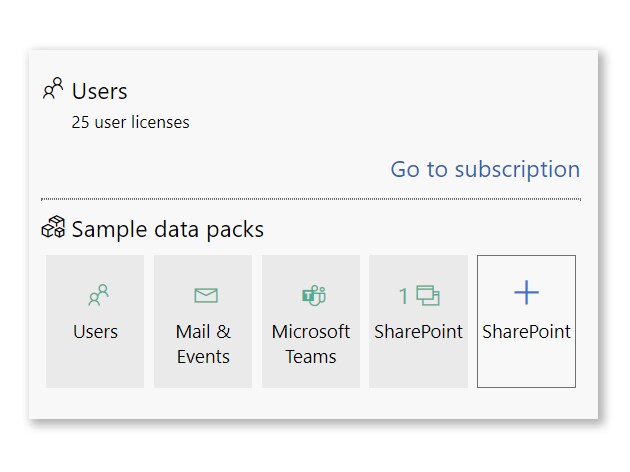 Sample data pack install buttons